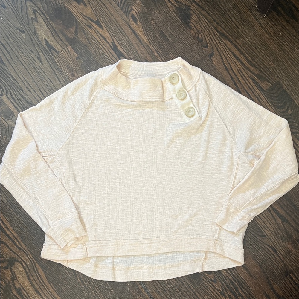 We The Free Ivory Knit Top with Button Accent